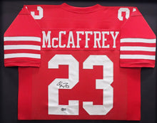 San Francisco 49ers Christian McCaffrey Signed Framed Red Jersey Beckett