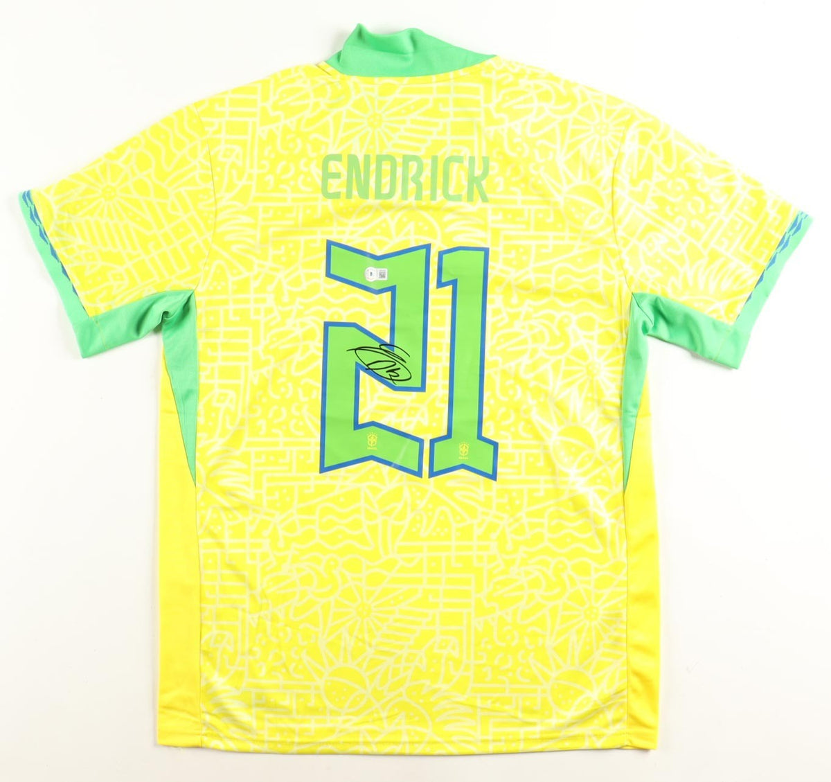 Endrick Signed Brazil National Team Jersey (Beckett) Striker UEFA Super Cup:2024