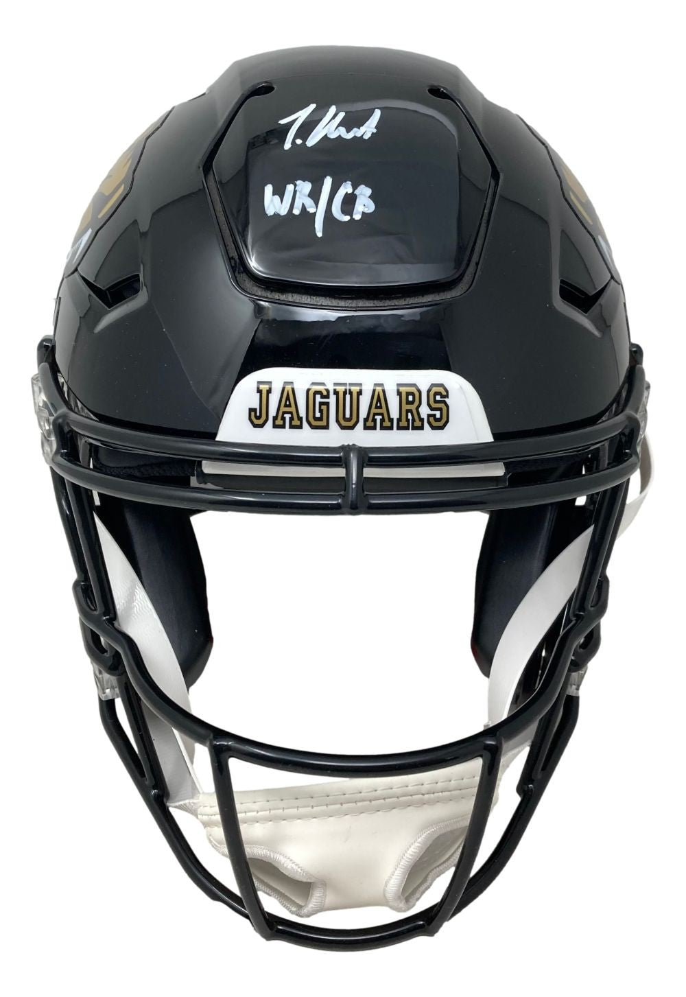 Travis Hunter Signed Jaguars Full Size Authentic SpeedFlex Helmet WR/CB Insc BAS