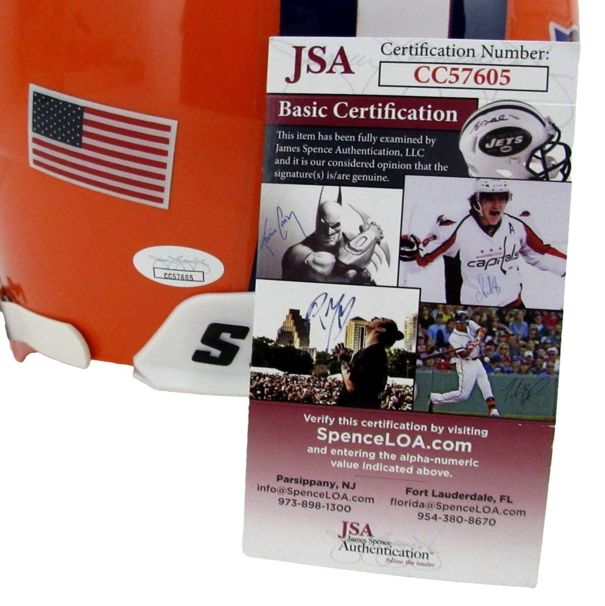 Joe Morris Syracuse Signed/Inscr Orange Full Size Authentic Helmet JSA 200956