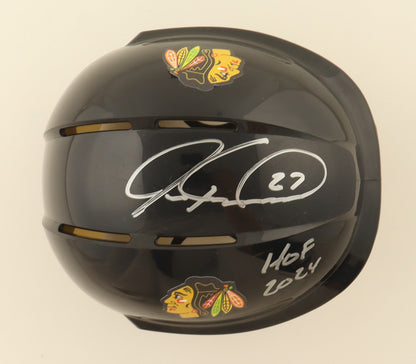 Jeremy Roenick Signed Chicago Blackhawks Mini Helmet Inscribed HOF 2024/Schwartz