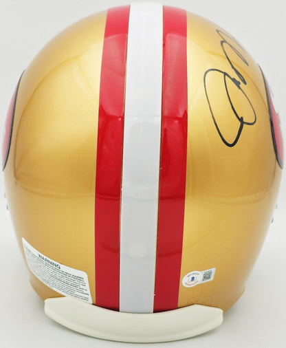 Joe Montana Auto 49ers Gold Full Size Speed Authentic Helmet "G.O.A.T." Beckett