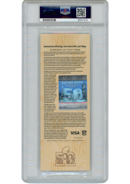 Peyton Manning Von Miller Signed Denver Broncos Super Bowl 50 Ticket PSA 52701