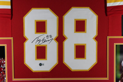 Tony Gonzalez Autographed Pro Style Red XL Framed Jersey 35x43 Beckett 51216