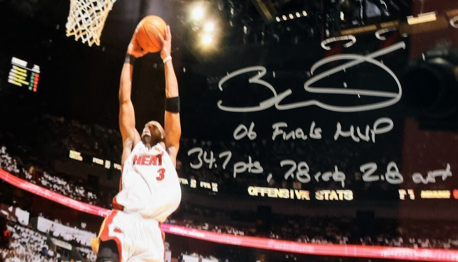 Dwayne Wade Autographed 16x20 Phot w/ Inscriptions Framed Fanatics COA