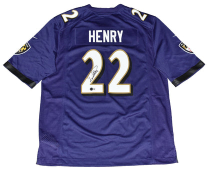 DERRICK HENRY AUTOGRAPHED BALTIMORE RAVENS #22 PURPLE NIKE JERSEY BECKETT