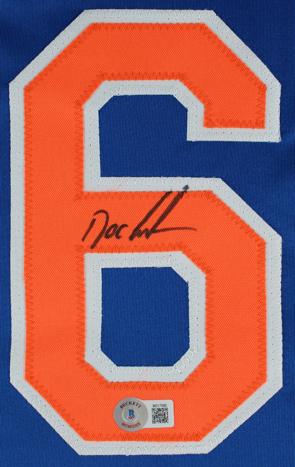 Doc Gooden Authentic Signed Blue Pro Style Framed Jersey BAS Witnessed
