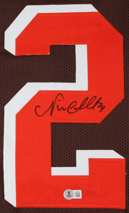 Nick Chubb Signed Brown Color Rush Pro Style Framed Jersey BAS Witnessed 2