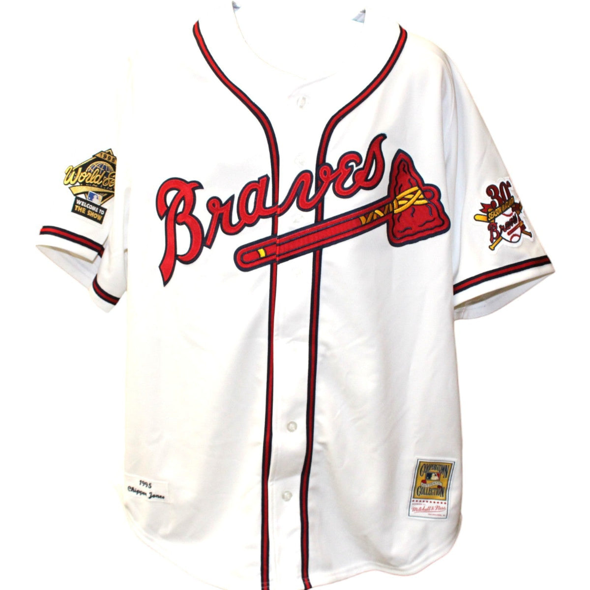 Chipper Jones Autographed Atlanta Braves M&N 1995 sz52 Jersey HOF Fanatics 51846