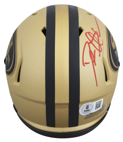 49ers Deion Sanders Authentic Signed Rave Speed Mini Helmet W/ Case BAS Witness