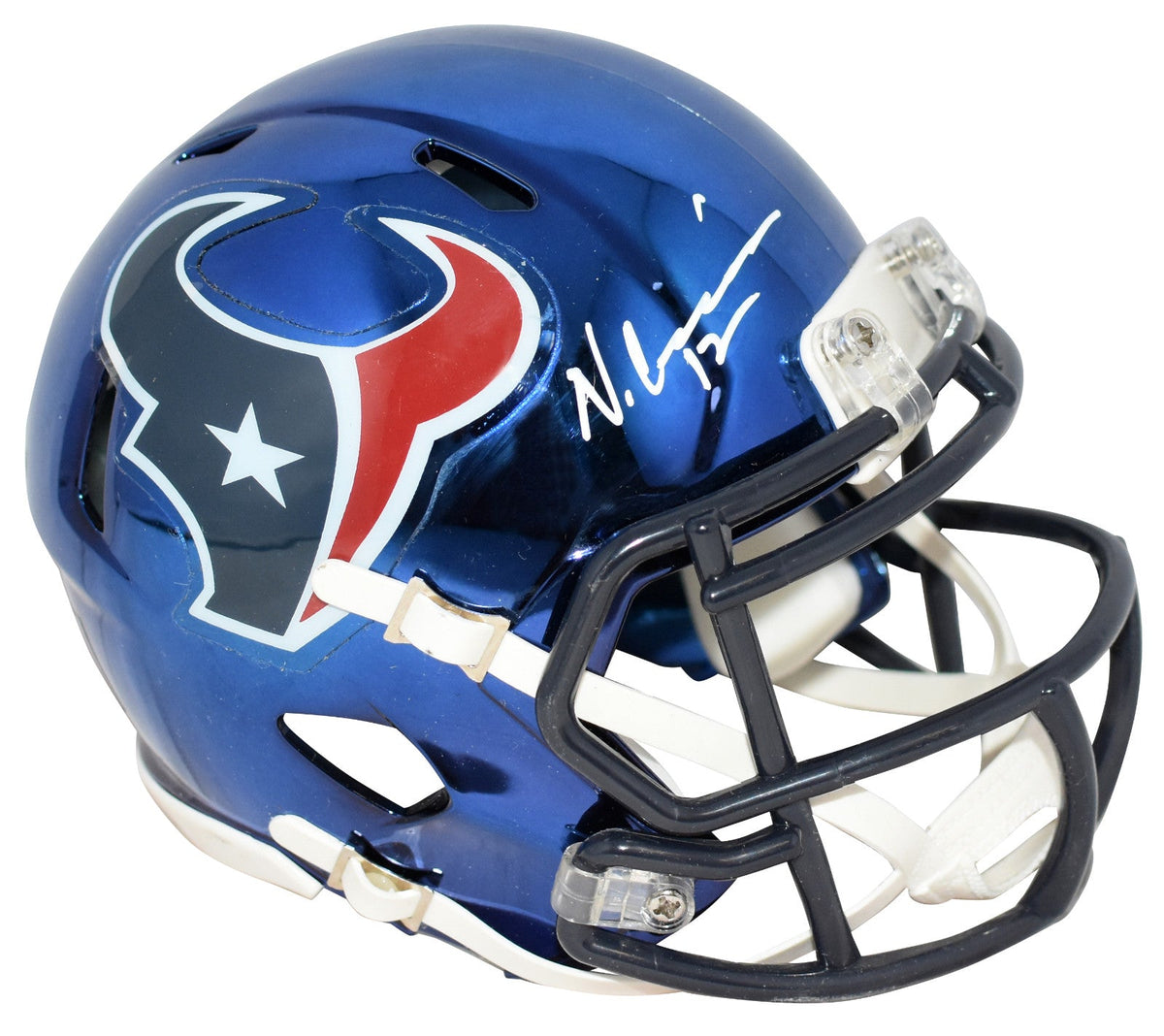 NICO COLLINS AUTOGRAPHED HOUSTON TEXANS CHROME SPEED MINI HELMET BECKETT