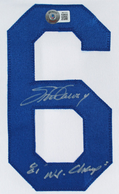 Steve Garvey "81 WS Champs" Signed White Pro Style Framed Jersey BAS Witnessed