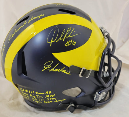 DENARD ROBINSON SIGNED MICHIGAN WOLVERINES F/S SPEED REPLICA HELMET BECKETT QR