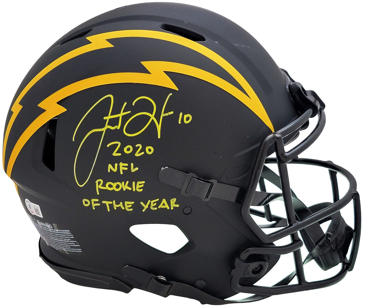 Justin Herbert Auto Chargers Eclipse Black Full Size Spd Helmet 2020 NFL ROY BAS