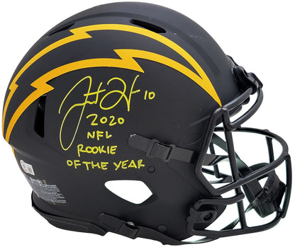 Justin Herbert Auto Chargers Eclipse Black Full Size Spd Helmet 2020 NFL ROY BAS