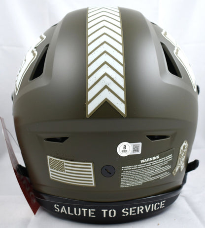 Travis Kelce Signed Chiefs F/S Salute SpeedFlex Helmet- Beckett W Holo *Smeared