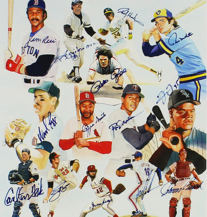 J Rice, R Jackson, R Henderson Signed #3A Team of Dreams 16x23 MLB Print 14 Sigs