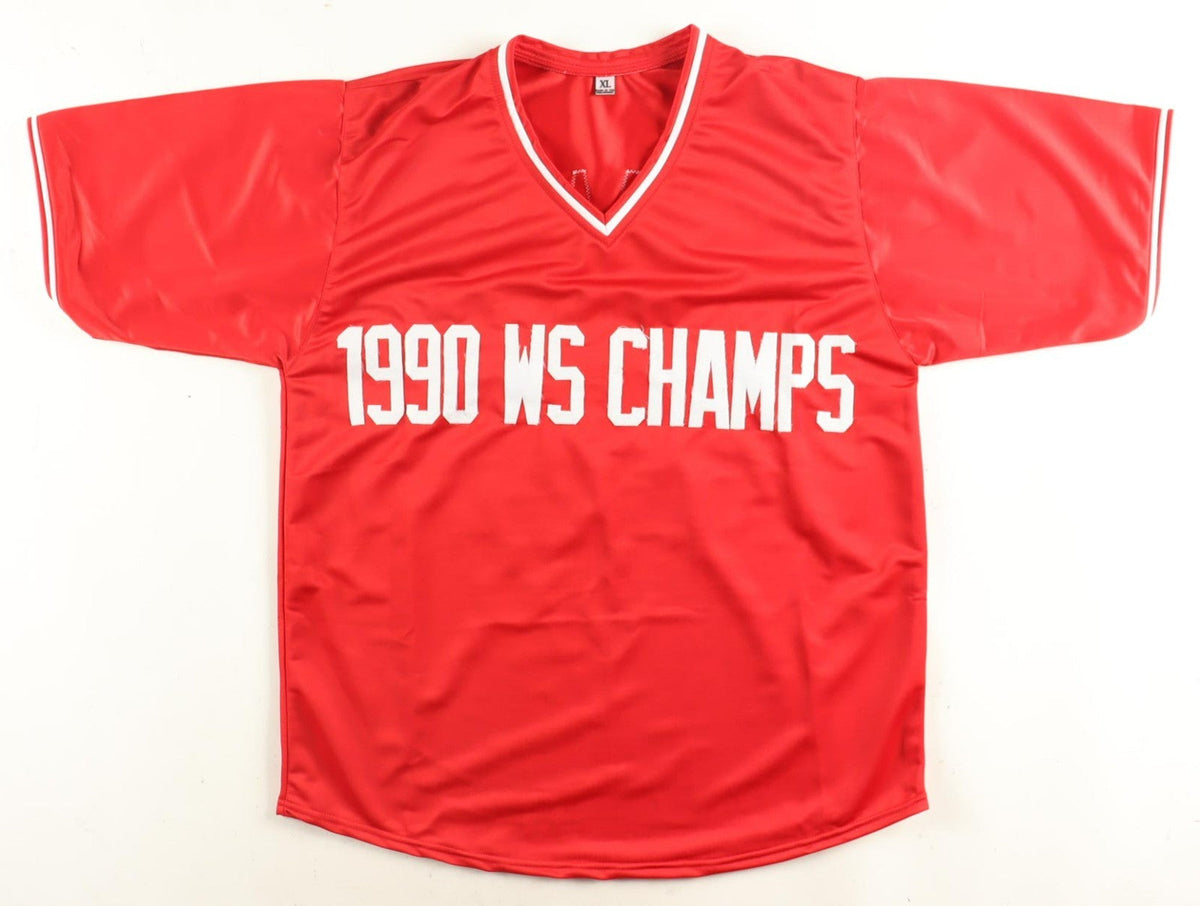 1990 World Series Champions Reds Team-Signed Jersey by 8 w/Larkin, Davis, Rijo +