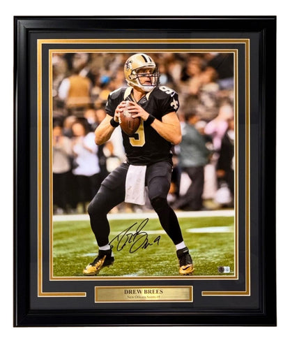 Drew Brees Signed Framed 16x20 New Orleans Saints Photo BAS