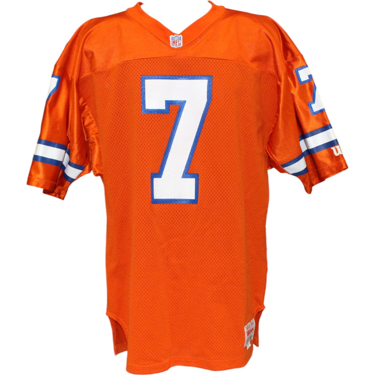 John Elway Autographed Denver Broncos Wilson Sz 44 Orange Jersey Beckett 52845