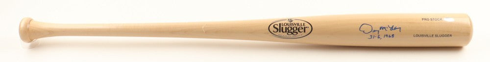 Denny McLain Signed Louisville Slugger Pro Stock Bat "31-6 1968" Detroit Tigers