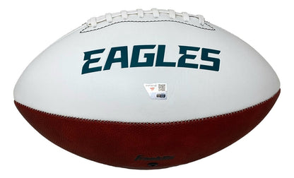 Jalen Hurts Signed Eagles Logo Football Fanatics w/ Super Bowl 59 Case