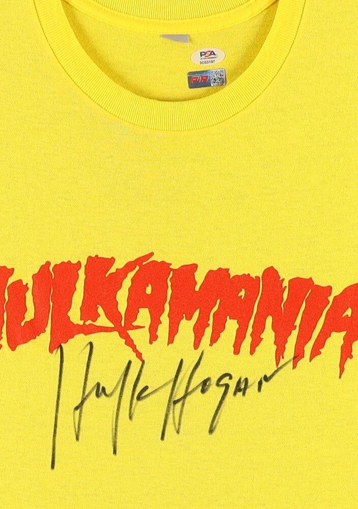 Hulk Hogan Signed Framed Hulkamania T-Shirt (PSA) 12xChamp Wrestler WWF & WCW
