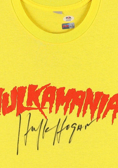 Hulk Hogan Signed Framed Hulkamania T-Shirt (PSA) 12xChamp Wrestler WWF & WCW