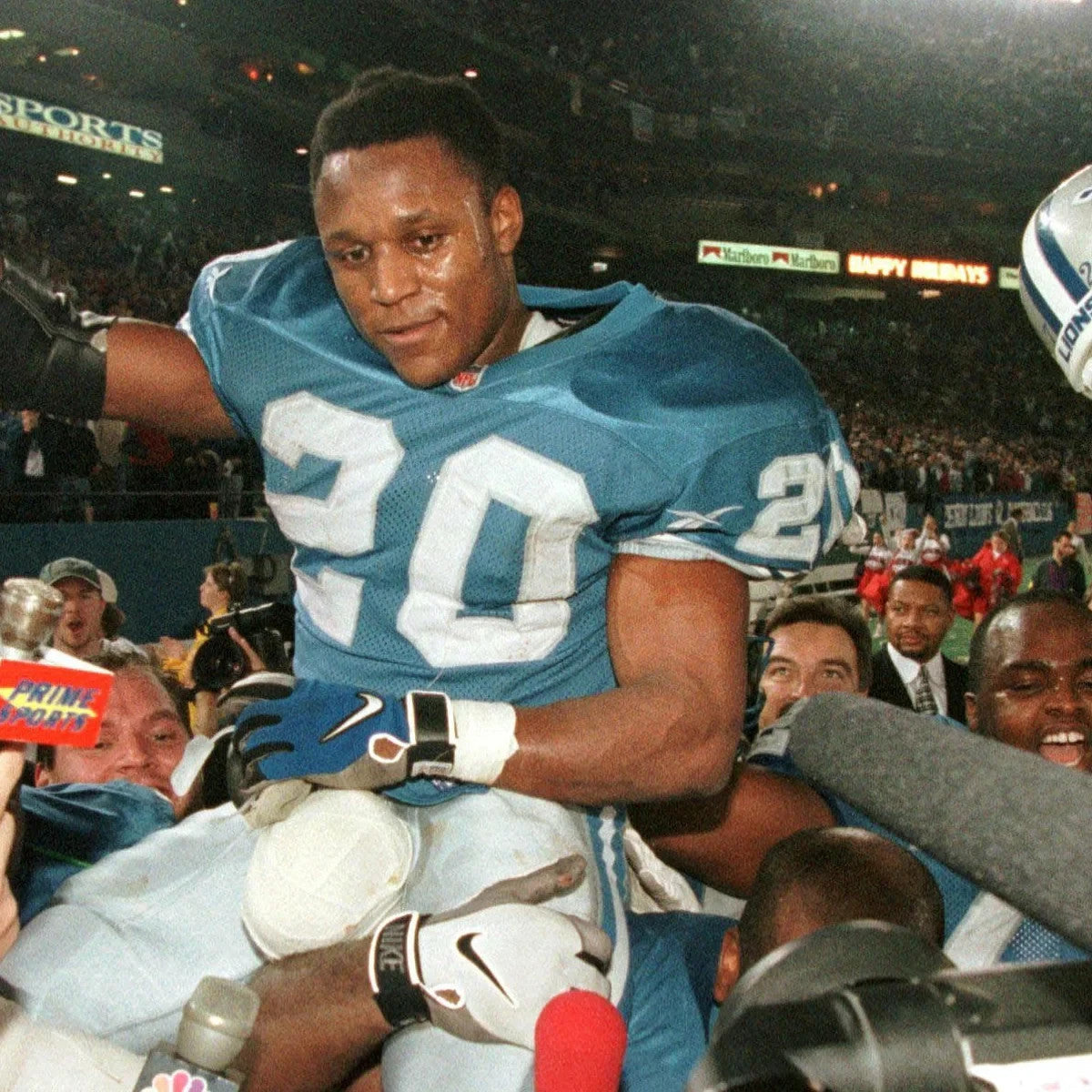 Barry Sanders Signed Detroit Lions Nike Engineered NFL Replica Jersey (Schwartz)