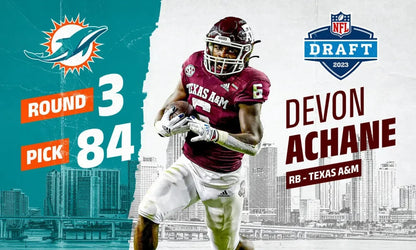 De'von Achane Signed Miami Dolphins Alternate Jersey (Beckett) 2023 Draft Pck RB