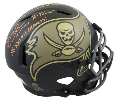 Buccaneers Mike Alstott "2x Insc" Signed STS IV F/S Speed Rep Helmet W/ Case BAS