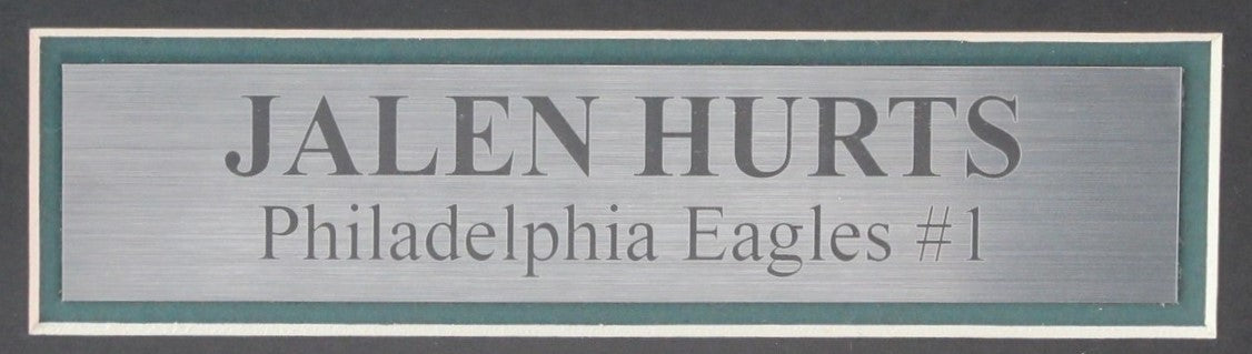 Jalen Hurts Signed Black Custom Football Jersey Eagles Framed JSA 198335