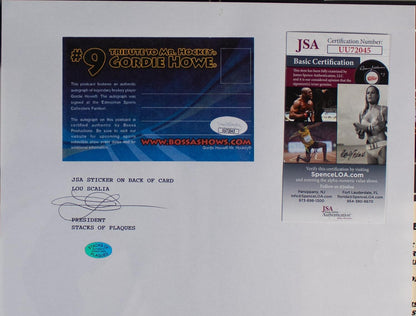 Gordie Howe Signed Card in a 14x18 Matted Display (JSA COA) Detroit Red Wings
