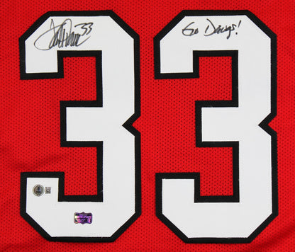 Georgia Terrell Davis "Go Dawgs" Signed Red Pro Style Jersey BAS Witnessed