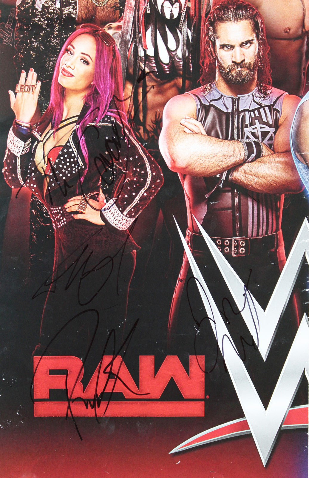WWE Superstars (20) Hardy, Rollins, Stroman +17 Signed 16x24 Poster BAS #AE13981