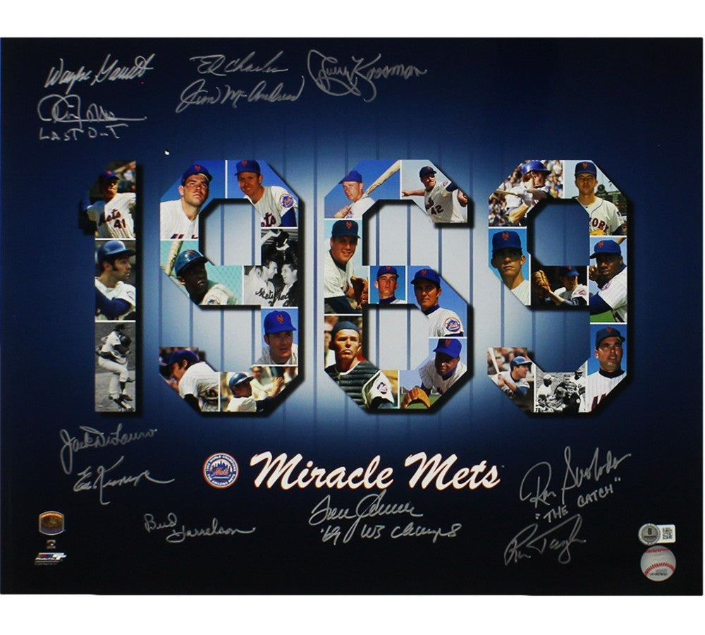 1969 Miracle Mets Signed Unframed 16x20 Photo 22 Sigs - Ed Charles/ Tom Seaver