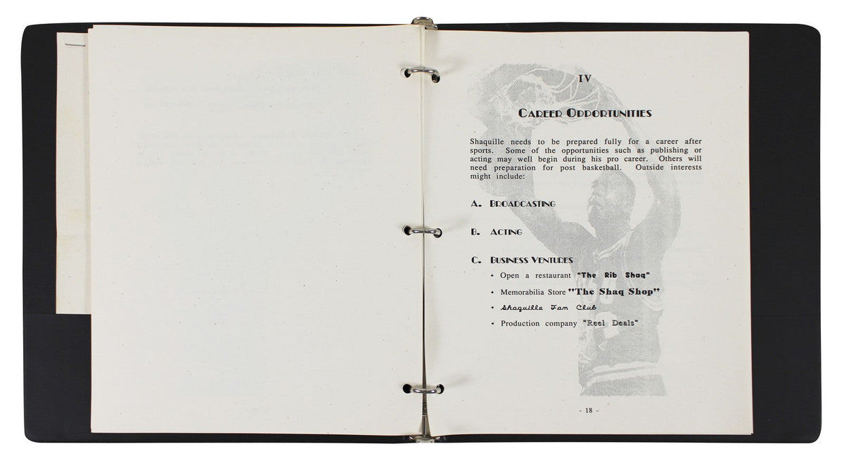 Shaquille O'Neal Signed 1988 Agency Road Map Presentation Binder Letter BAS