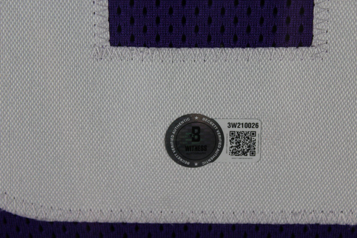 J.J. McCarthy Autographed Custom Pro Purple Football Framed Jersey Beckett JJ