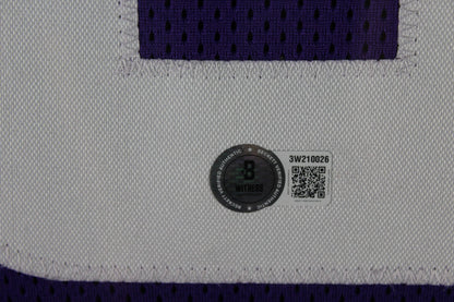 J.J. McCarthy Autographed Custom Pro Purple Football Framed Jersey Beckett JJ