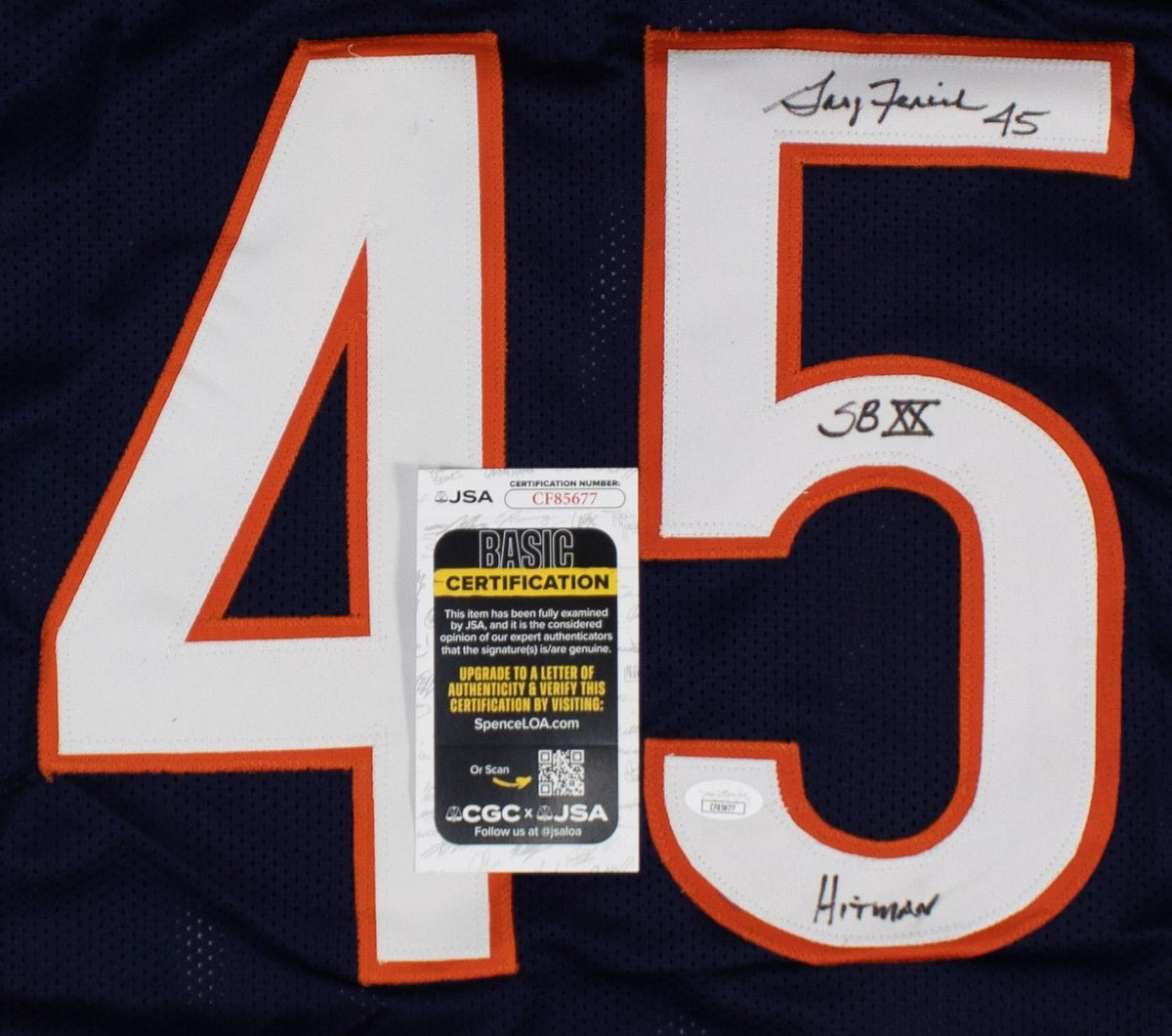 Gary Fencik "SB XX & Hitman" Signed Chicago Bears Jersey (JSA COA)Ex-Yale Safety