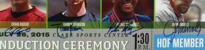 C Biggio, R Johnson, P Martinez, J Smoltz Signed HOF Induction Mega Ticket