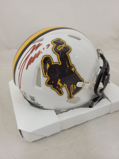 JOSH ALLEN SIGNED WYOMING COWBOYS SPEED MINI HELMET BECKETT QR