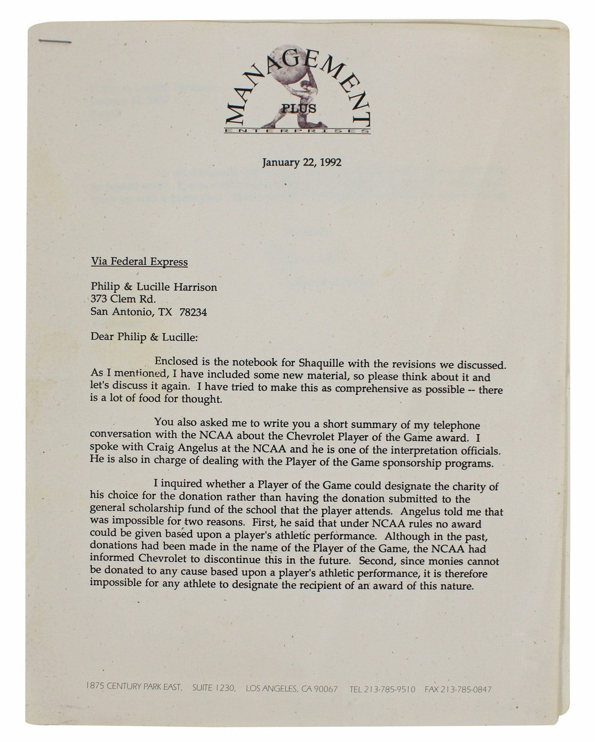 Shaquille O'Neal Signed 1988 Agency Road Map Presentation Binder Letter BAS