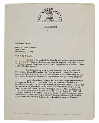 Shaquille O'Neal Signed 1988 Agency Road Map Presentation Binder Letter BAS