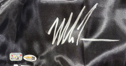 Mike Tyson Signed Custom Black Baddest Man Boxing Trunks JSA QR Hologram