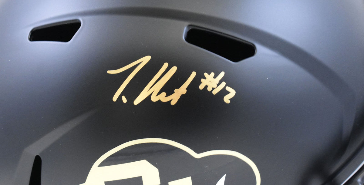 Travis Hunter Signed Colorado Buffaloes F/S Black Speed Helmet- Beckett W Holo
