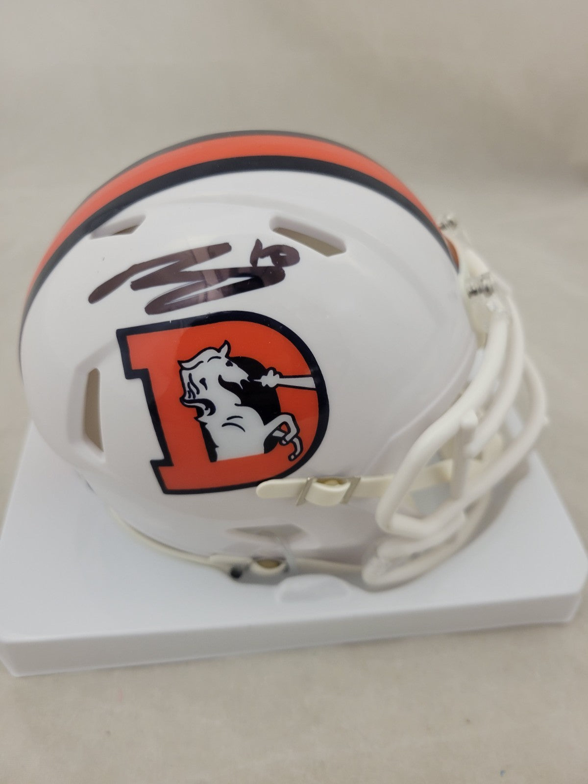 BO NIX SIGNED DENVER BRONCOS SNOWCAP ALTERNATE SPEED MINI HELMET BECKETT