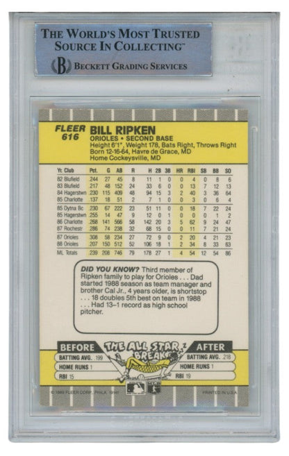 Billy Ripken Autographed/Signed 1989 Fleer 616 Scribble Card Slab Beckett 52668