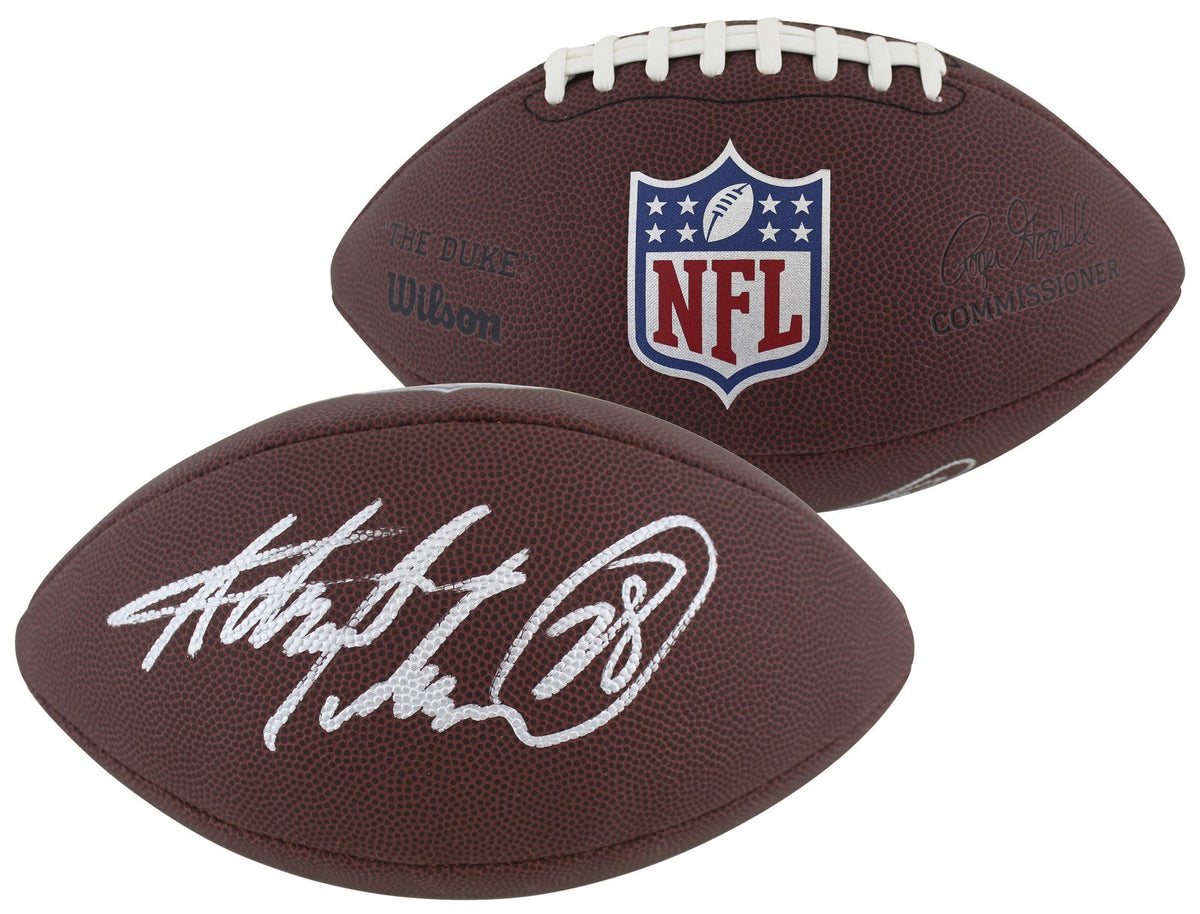 Vikings Adrian Peterson Signed Wilson Duke Replica Football W/ Case BAS Witness