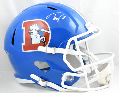 Troy Franklin Autographed Denver Broncos F/S 75-96 Speed Helmet - Beckett W Holo